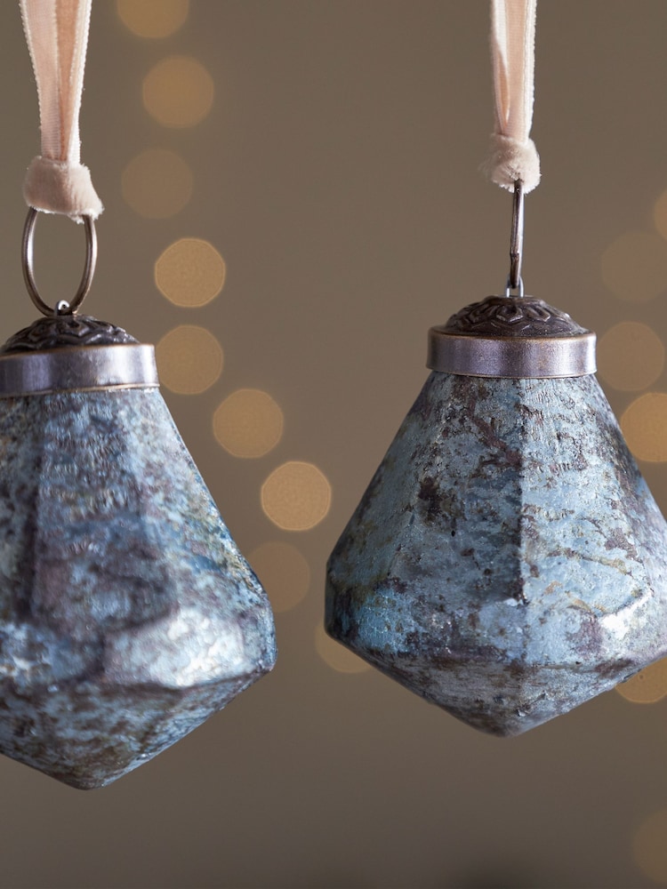 Nkuku Set of 6 Sea Foam Vikula Baubles - Image 2 of 4