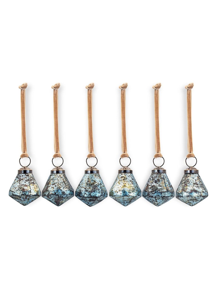 Nkuku Set of 6 Sea Foam Vikula Baubles - Image 4 of 4