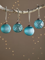 Nkuku Set of 6 Antique Teal Vikula Baubles - Image 1 of 3