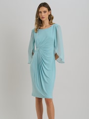 Gina Bacconi Blue Ryder Faux Wrap Dress With Tulip Sleeve - Image 1 of 7