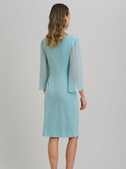 Gina Bacconi Blue Ryder Faux Wrap Dress With Tulip Sleeve - Image 2 of 7