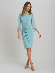 Gina Bacconi Blue Ryder Faux Wrap Dress With Tulip Sleeve - Image 3 of 7