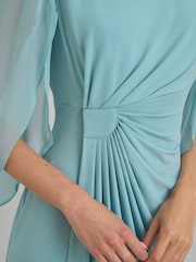 Gina Bacconi Blue Ryder Faux Wrap Dress With Tulip Sleeve - Image 4 of 7
