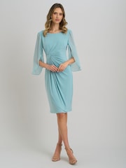 Gina Bacconi Blue Ryder Faux Wrap Dress With Tulip Sleeve - Image 5 of 7