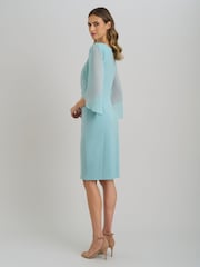 Gina Bacconi Blue Ryder Faux Wrap Dress With Tulip Sleeve - Image 6 of 7