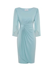 Gina Bacconi Blue Ryder Faux Wrap Dress With Tulip Sleeve - Image 7 of 7