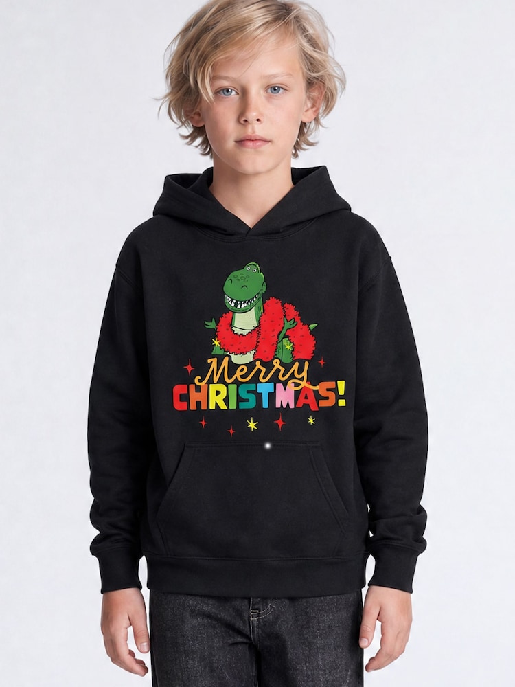 Rags & Rascals Black Disney Toy Story Christmas Rex Hoodie - Image 1 of 3 Rags & Rascals Black Disney Toy Story Christmas Rex Hoodie - Image 1 of 3