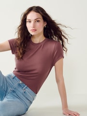 Rosa - Camiseta de manga corta de canalé con diseño suave al tacto con TENCEL™ Lyocell - Imagen 1 de 7