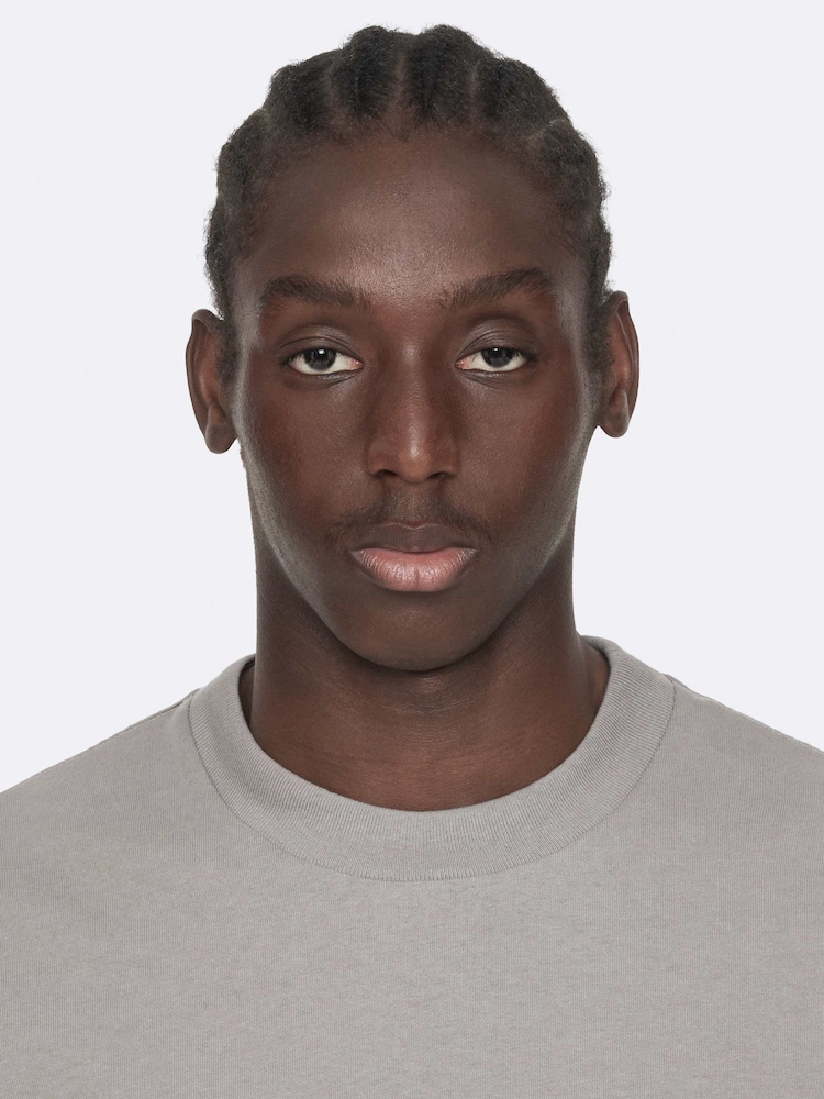 AllSaints Light Grey Underground Oversized Cotton Crew Neck T-Shirt - Image 2 of 8 AllSaints Light Grey Underground Oversized Cotton Crew Neck T-Shirt - Image 2 of 8