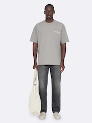 AllSaints Light Grey Underground Oversized Cotton Crew Neck T-Shirt - Image 3 of 8