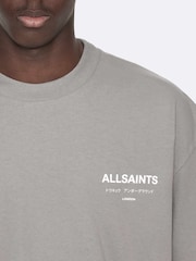 AllSaints Light Grey Underground Oversized Cotton Crew Neck T-Shirt - Image 4 of 8