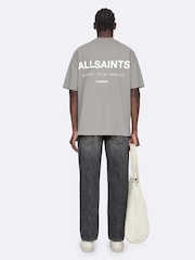 AllSaints Light Grey Underground Oversized Cotton Crew Neck T-Shirt - Image 6 of 8
