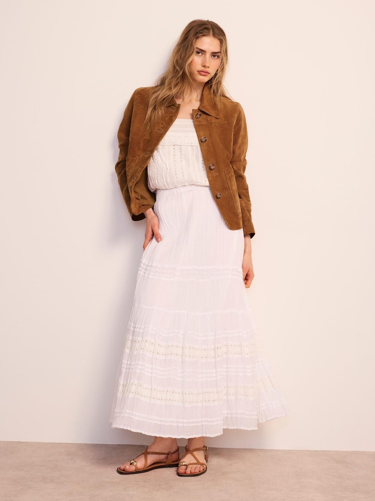 Mint Velvet White Cotton Maxi Skirt - Image 1 of 8