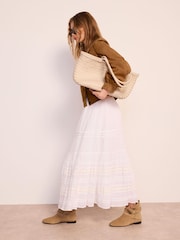 Mint Velvet White Cotton Maxi Skirt - Image 5 of 8