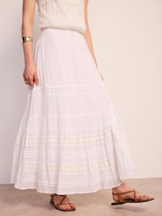 Mint Velvet White Cotton Maxi Skirt - Image 6 of 8