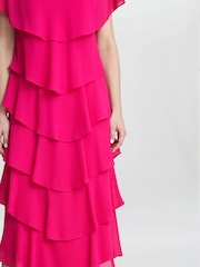 Tessa Midi Tiered Dress With Shoulder Trim - Image 4 of 4