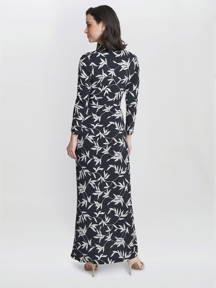 Gina Bacconi Jade Jersey Wrap Black Maxi Dress - Image 2 of 4