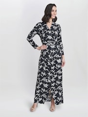 Gina Bacconi Jade Jersey Wrap Black Maxi Dress - Image 3 of 4