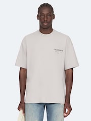 AllSaints Platinum Grey Underground Oversized Cotton Crew Neck T-Shirt - Image 1 of 8