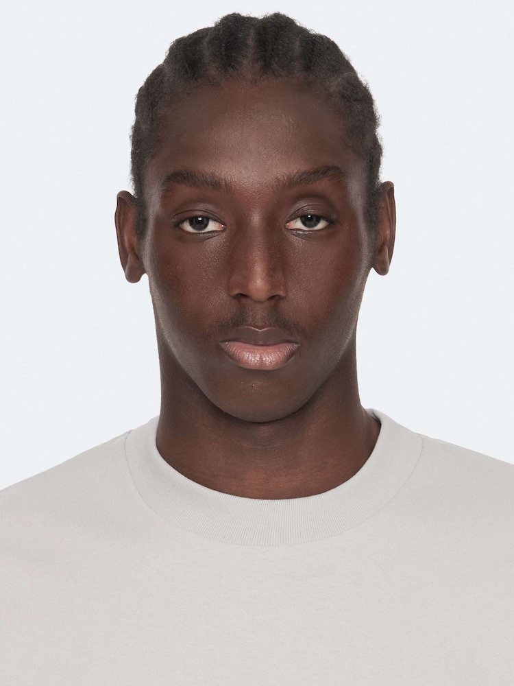 AllSaints Platinum Grey Underground Oversized Cotton Crew Neck T-Shirt - Image 2 of 8 AllSaints Platinum Grey Underground Oversized Cotton Crew Neck T-Shirt - Image 2 of 8