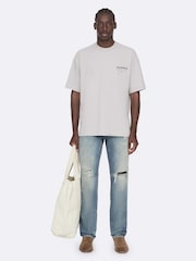 AllSaints Platinum Grey Underground Oversized Cotton Crew Neck T-Shirt - Image 3 of 8