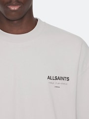 AllSaints Platinum Grey Underground Oversized Cotton Crew Neck T-Shirt - Image 4 of 8