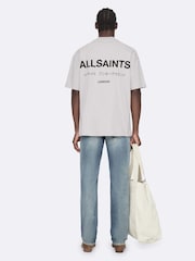 AllSaints Platinum Grey Underground Oversized Cotton Crew Neck T-Shirt - Image 6 of 8