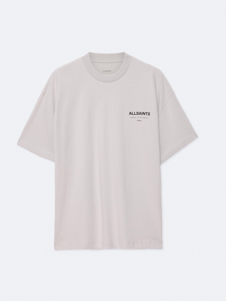 AllSaints Platinum Grey Underground Oversized Cotton Crew Neck T-Shirt - Image 8 of 8 AllSaints Platinum Grey Underground Oversized Cotton Crew Neck T-Shirt - Image 8 of 8