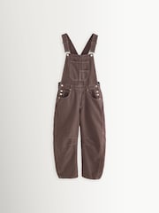 Free People Brown Denim Barrel Leg Dungarees - Image 1 of 3