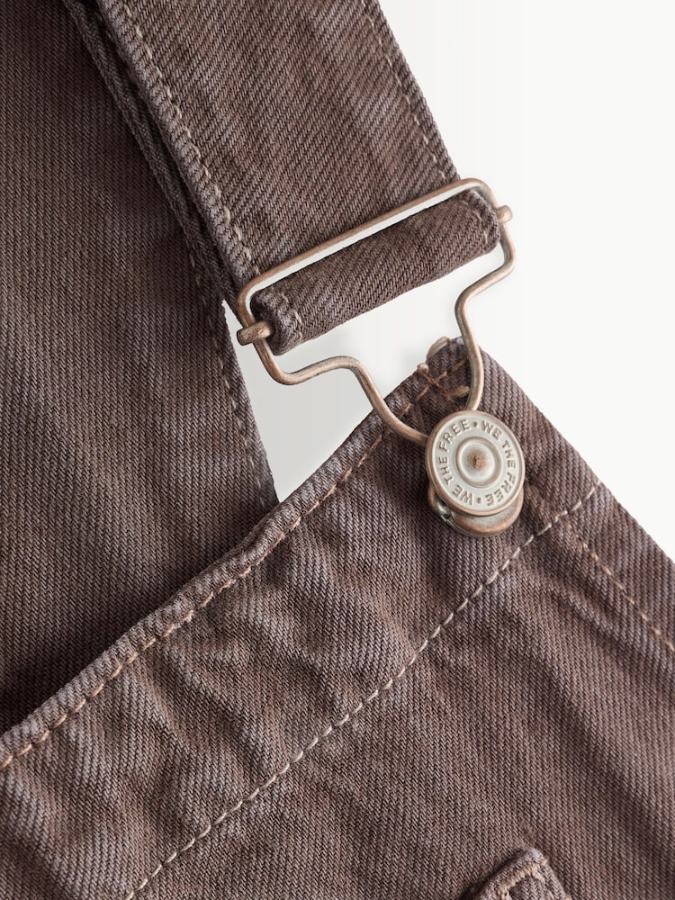Free People Brown Denim Barrel Leg Dungarees - Image 2 of 3
