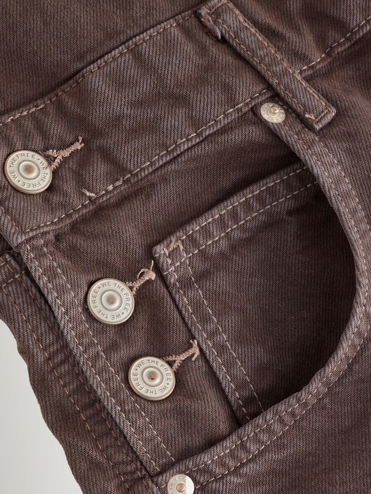 Free People Brown Denim Barrel Leg Dungarees - Image 3 of 3