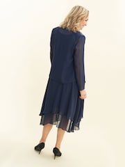 Gina Bacconi Blue Lilibeth Sequin Beaded Shoulder Jacket Dress - Image 2 of 6