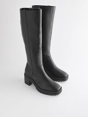 Black Forever Comfort® Block Heel Chunky Knee High Boots - Image 1 of 6