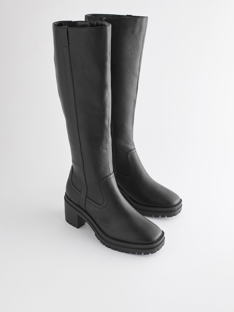 Schwarz - Forever Comfort® Kniehohe Stiefel mit Blockabsatz und dicker Sohle - Bild 1 von 6 Schwarz - Forever Comfort® Kniehohe Stiefel mit Blockabsatz und dicker Sohle - Bild 1 von 6