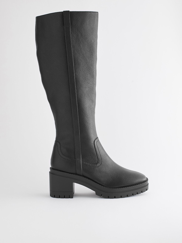 Black Forever Comfort® Block Heel Chunky Knee High Boots - Image 2 of 6