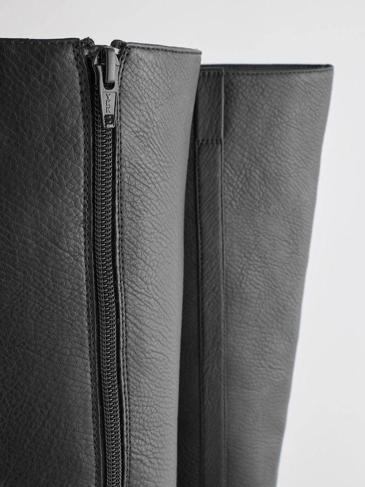 Black Forever Comfort® Block Heel Chunky Knee High Boots - Image 6 of 6