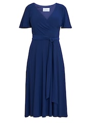 Gina Bacconi Blue Donna Jersey Dress With Tie Belt - Image 6 of 6