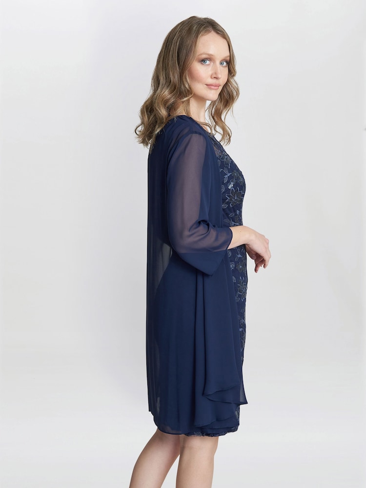 Gina Bacconi lue Hayley Embroidered Dress With Matching Chiffon Jacket - Image 2 of 6