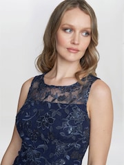 Gina Bacconi lue Hayley Embroidered Dress With Matching Chiffon Jacket - Image 5 of 6