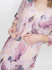 Gina Bacconi Pink Nadia Midi Length Chiffon Printed Dress And Jacket - Image 4 of 6