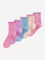 Boden Pink Frill Socks 5 Pack - Image 1 of 2
