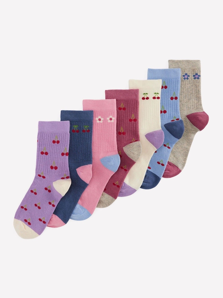 Boden Pink Ribbed Socks 7 Pack - Image 1 of 2 Boden Pink Ribbed Socks 7 Pack - Image 1 of 2