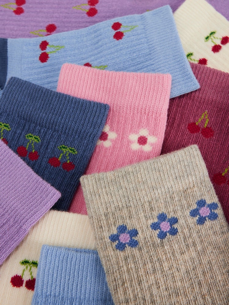Boden Pink Ribbed Socks 7 Pack - Image 2 of 2 Boden Pink Ribbed Socks 7 Pack - Image 2 of 2