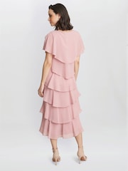 Gina Bacconi Rebecca Midi Tiered Dress With Shoulder Trim - Image 2 of 4