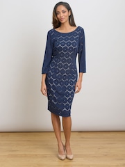 Gina Bacconi Blue Mirabella Three-Quarter Sleeve Dress - Image 1 of 6