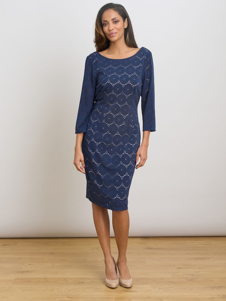 Gina Bacconi Blue Mirabella Three-Quarter Sleeve Dress - Image 1 of 6