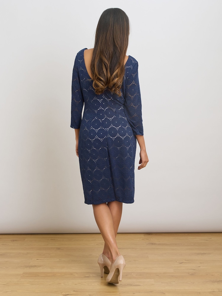 Gina Bacconi Blue Mirabella Three-Quarter Sleeve Dress - Image 2 of 6