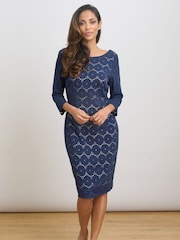 Gina Bacconi Blue Mirabella Three-Quarter Sleeve Dress - Image 3 of 6
