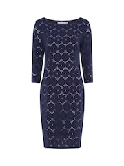 Gina Bacconi Blue Mirabella Three-Quarter Sleeve Dress - Image 6 of 6