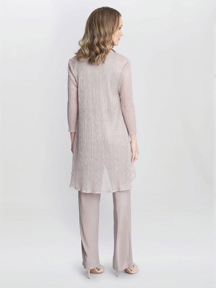 Gina Bacconi Pink Natasha Three Piece Metallic Crinkle Tunics Top and Set - Image 2 of 5